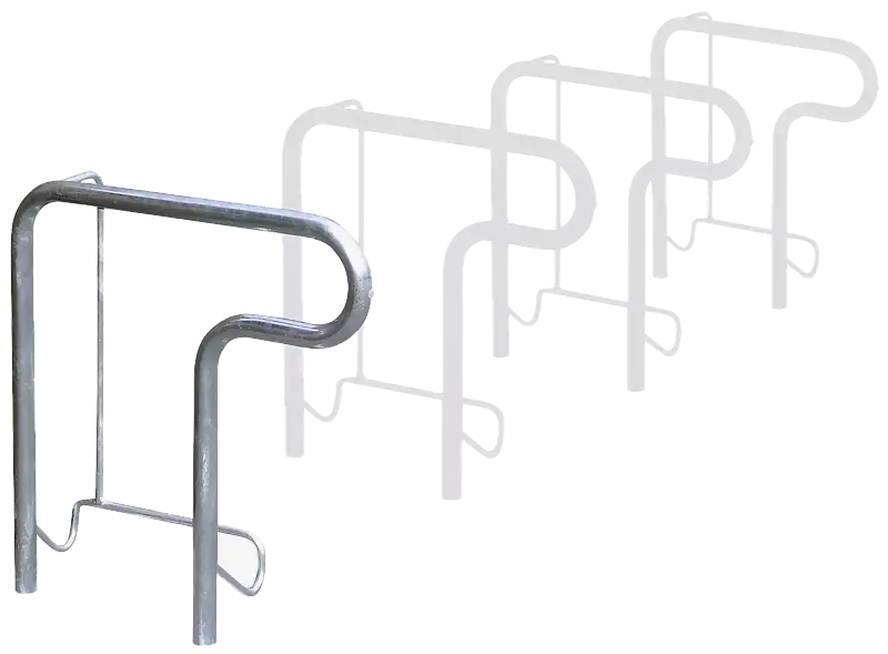 Reihenparker HEDLAND einseitig, tief / tief, Tiefstellung nur kurzer Bügel, zum Aufdübeln bei -200 mm