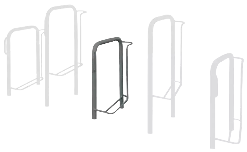 Fahrradparker MISSOURI-LIGHT einseitig 90°, tief / hoch, zum Aufdübeln bei -250 mm, in RAL 7012 basaltgrau