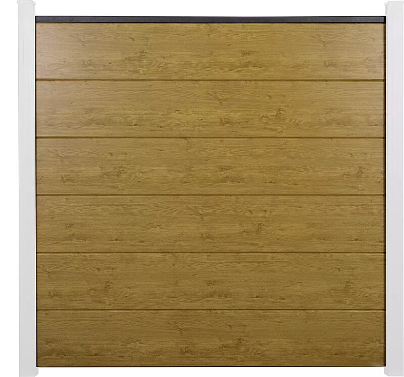 Sichtschutzwand WEXFORD, Ausführung BASIC, Wandelemente foliert in asteiche natur