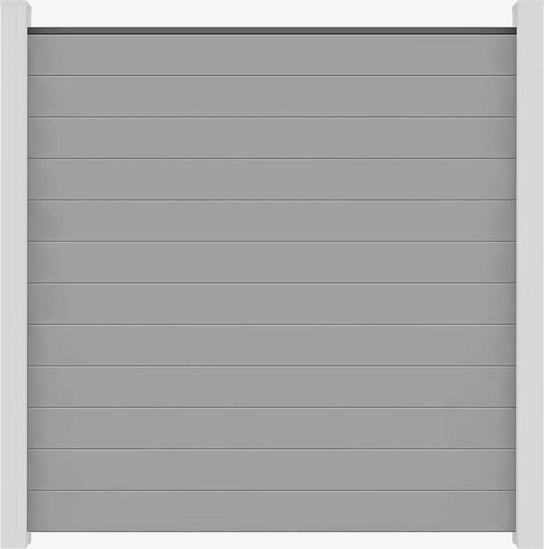 Sichtschutzwand WEXFORD, Ausführung ALUMINIUM, Wandelemente in silbergrau, inklusive Lisenen