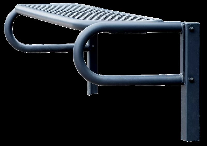 Sitzbank SESTO ohne Rückenlehne, Modell 4, Sitzfläche aus Drahtgitter, mit 2 Stützen, zum Einbetonieren, in RAL 7016 anthrazitgrau