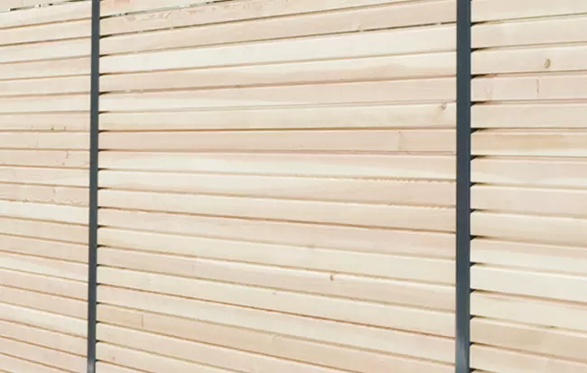 Wandelement, mit Holzbelattung Douglasie, waagerecht