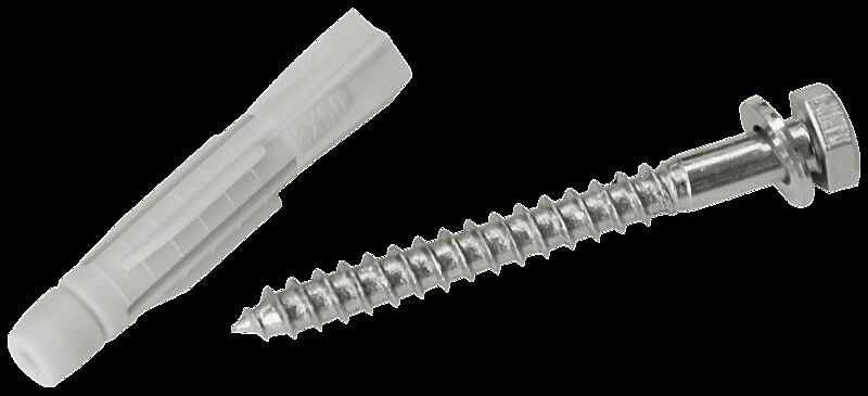 Sechskantschraube 6 x 60 mm, Dübel, Unterlegscheibe, galvanisch verzinkt