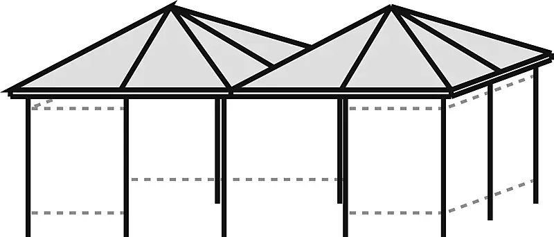 Raucherunterstand APOLLO, Dachbreite x Dachtiefe 6300 mm x 3300 mm