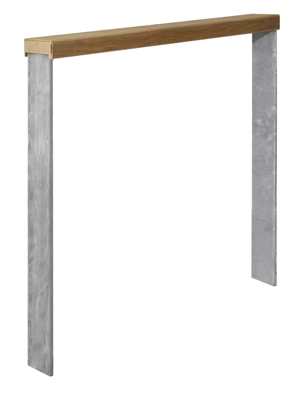Anlehnbügel UTAH mit Sapeli-Holzlatte, ohne Quersteg, zum Einbetonieren, feuerverzinkt