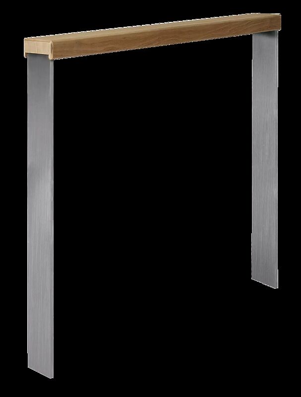 Anlehnbügel UTAH mit Sapeli-Holzlatte, ohne Quersteg, zum Einbetonieren, Edelstahl