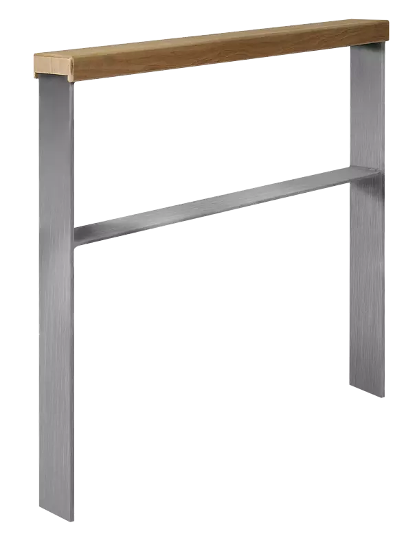 Anlehnbügel UTAH mit Sapeli-Holzlatte und Quersteg, zum Einbetonieren, Edelstahl