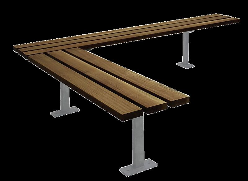 Sitzbank TOBACCO für 1-Feld-Anlage, 2-seitig, mit Sapeliholzbelattung, Stahlteile in RAL 7001 silbergrau