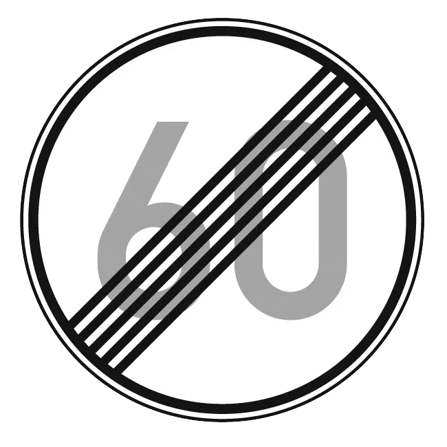 Verkehrszeichen ZULÄSSIGE HÖCHSTGESCHWINDIGKEIT ENDE