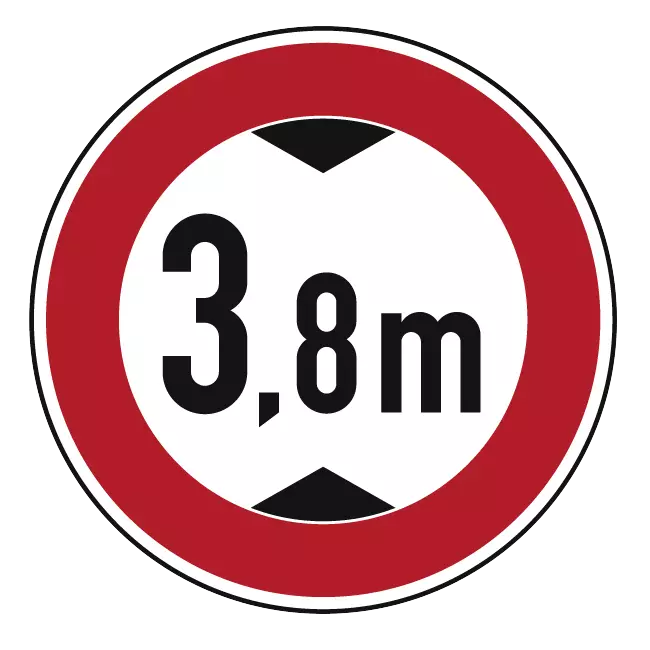 Verkehrszeichen: Verbot für Fahrzeuge über angegebene tatsächliche Höhe