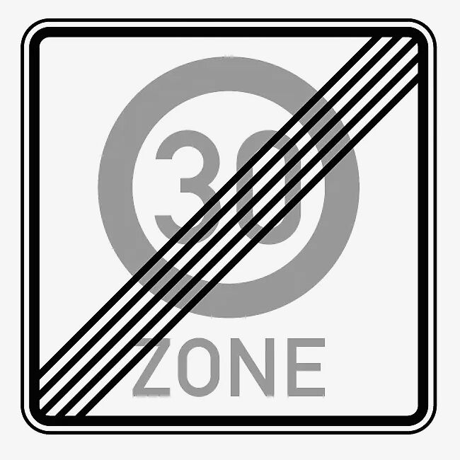 Verkehrszeichen: Ende einer Tempo 30-Zone