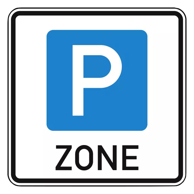 Verkehrszeichen: Beginn einer Parkraumbewirtschaftungszone