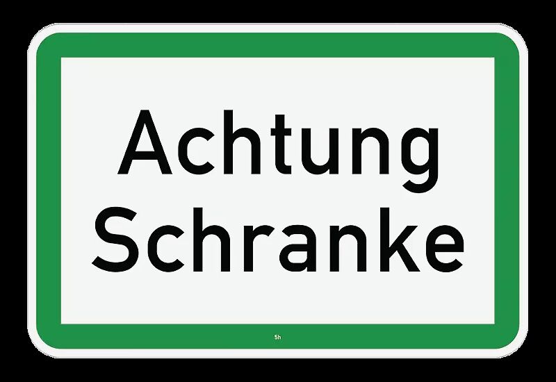 Hinweisschild: Achtung Schranke