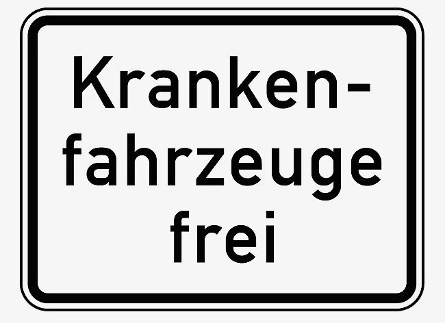 Verkehrszeichen: Krankenfahrzeuge frei