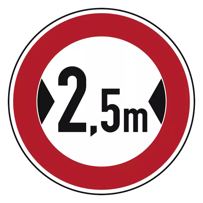 Verkehrszeichen: Verbot für Fahrzeuge über angegebene tatsächliche Breite