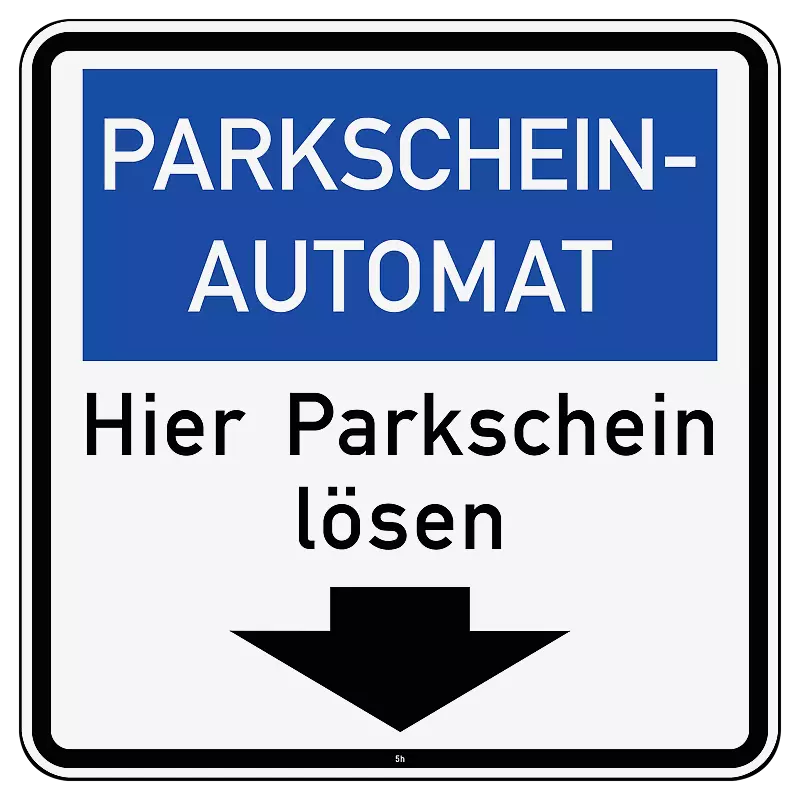Hinweisschild: Parkscheinautomat