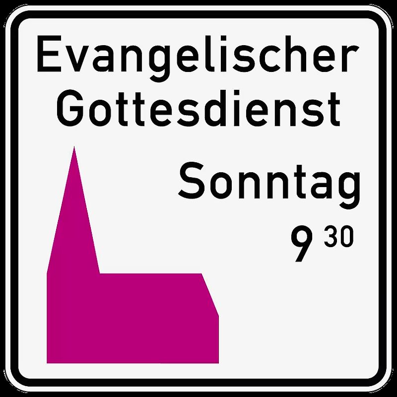 Hinweisschild: Gottesdienst