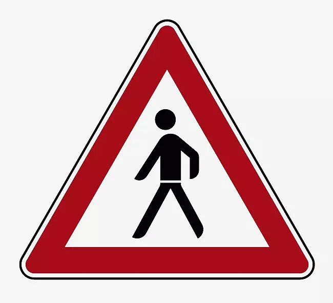 Verkehrszeichen: Fußgänger, Aufstellung rechts