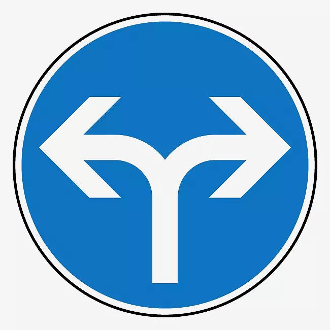 Verkehrszeichen: Vorgeschriebene Fahrtrichtung rechts oder links