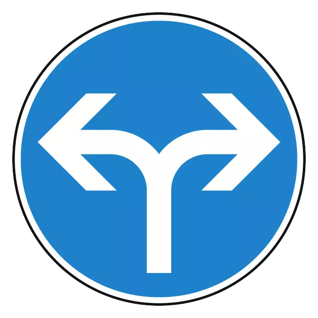 Verkehrszeichen: Vorgeschriebene Fahrtrichtung rechts oder links