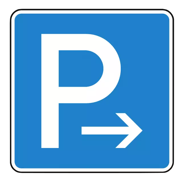 Verkehrszeichen: Parken Ende (Aufstellung rechts) Parken Anfang (Aufstellung links)