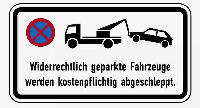 Verkehrszeichen: Widerrechtlich geparkte Fahrzeuge