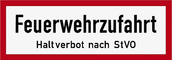 Verkehrszeichen: Feuerwehrzufahrt - Halteverbot nach StVO