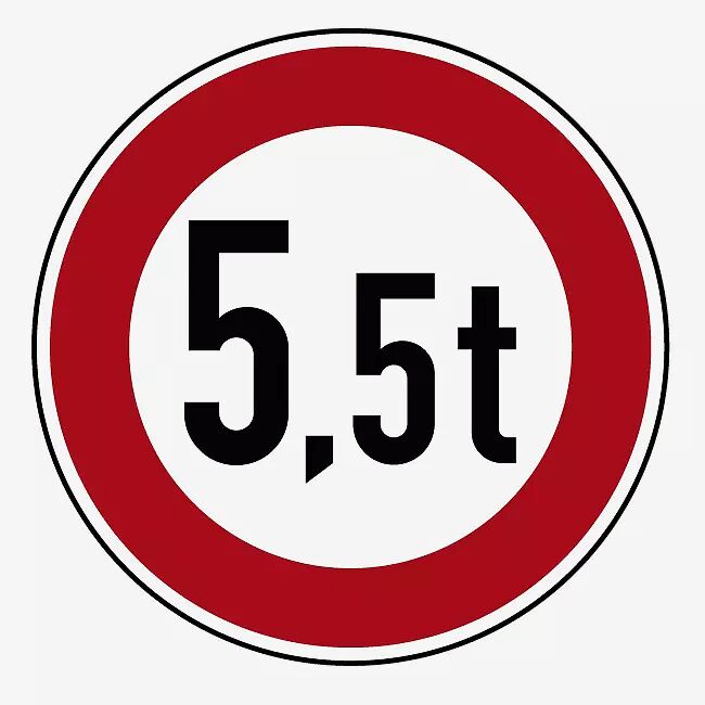 Verkehrszeichen: Verbot für Fahrzeuge über Masse