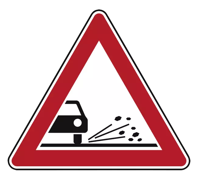 Verkehrszeichen: Splitt, Schotter
