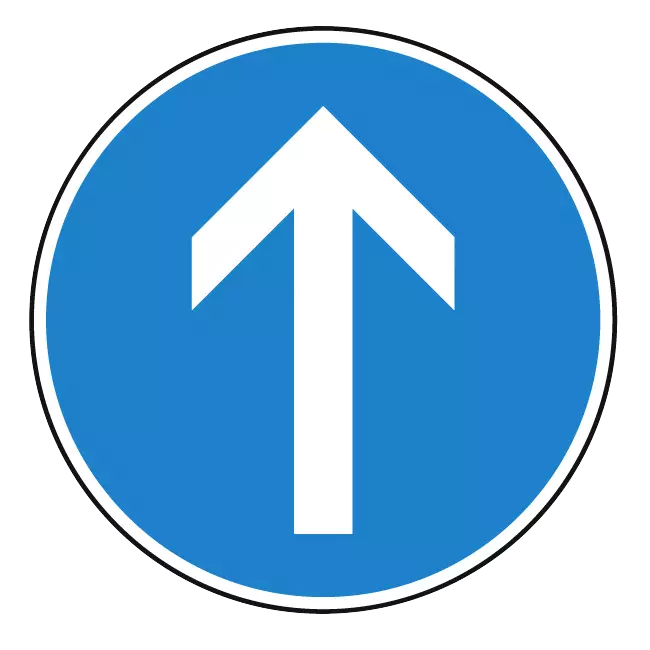 Verkehrszeichen: Vorgeschriebene Fahrtrichtung geradeaus