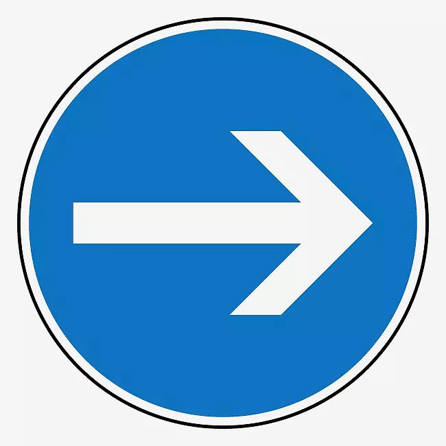 Verkehrszeichen: Vorgeschriebene Fahrtrichtung hier rechts