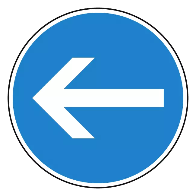 Verkehrszeichen: Vorgeschriebene Fahrtrichtung hier links