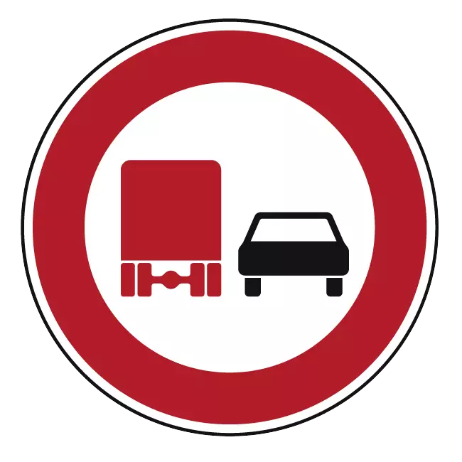 Verkehrszeichen: Überholverbot für Kraftfahrzeuge über 3,5 t