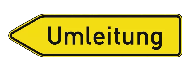 Verkehrszeichen: Umleitungswegweiser, linksweisend