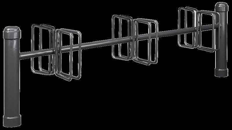 Fahrradständer mit Poller STIL 76 doppelseitig, 6 Stellplätze, in RAL 7016 anthrazitgrau