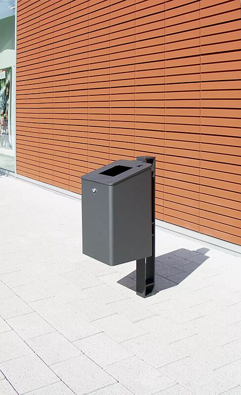 Abfallbehälter TAMORES mit Ascher, in DB 703 eisenglimmer