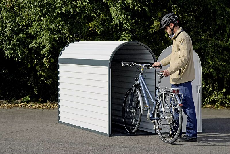 Fahrradgarage METIS inklusive Einfahrschiene zum bequemen Einstellen des Fahrrades