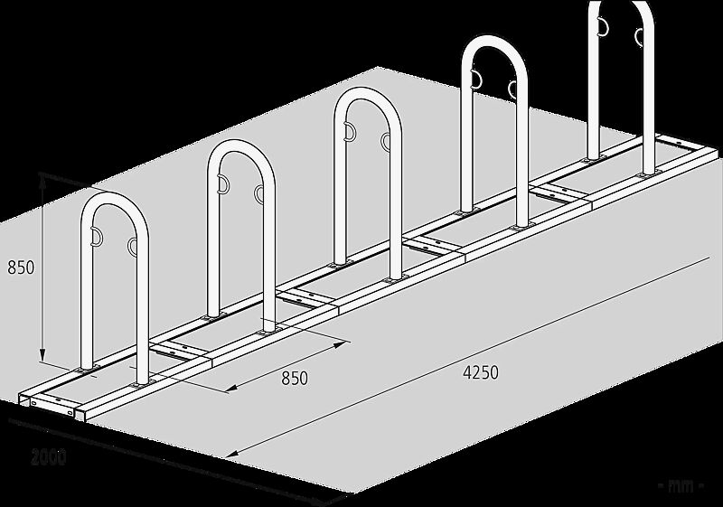 Reihenanlehnbügel ARVADA pulverbeschichtet, 10 Stellplätze