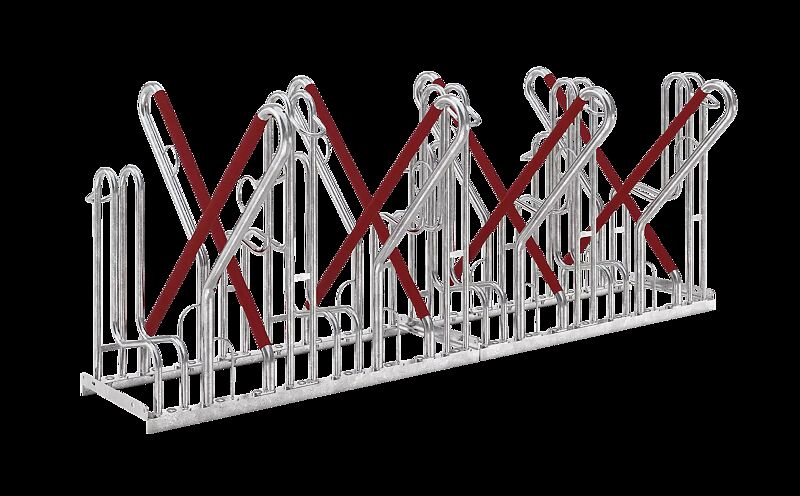 Fahrradständer OAKLAND doppelseitig, 8 Stellplätze, 8 Anlehnbügel, Radabstand 540 mm