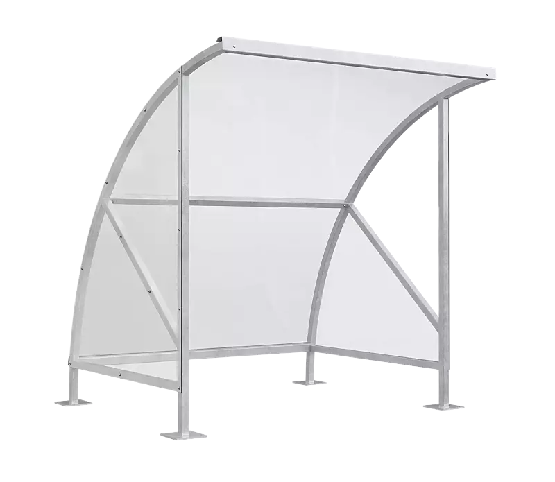 Fahrradüberdachung CEPHEUS, Dachbreite x Dachtiefe 2090 mm x 2100 mm, Dach und Seitenwand aus Polycarbonat, Stahlkonstruktion feuerverzinkt