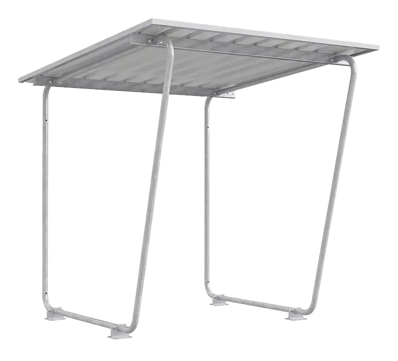 Fahrradüberdachung INDUS mit Pultdach, Dachbreite x Dachtiefe 2145 mm x 2330 mm, Stahlkonstruktion feuerverzinkt
