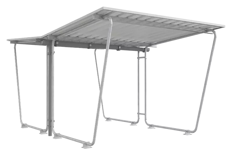 Fahrradüberdachung INDUS mit Trogdach, Dachbreite x Dachtiefe 2975 mm x 4660 mm, Stahlkonstruktion feuerverzinkt