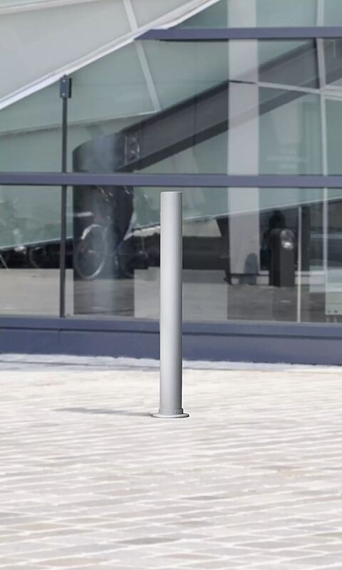 Poller STRADOS zum Einbetonieren in RAL 9006 weißaluminium (Sonderfarbe auf Anfrage)