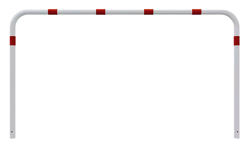 Sperrzaun VIHTI ohne Knieholm, Sperrbreite 2,5 m, zum Einbetonieren, feuerverzinkt und weiß pulverbeschichtet mit roten Reflexstreifen