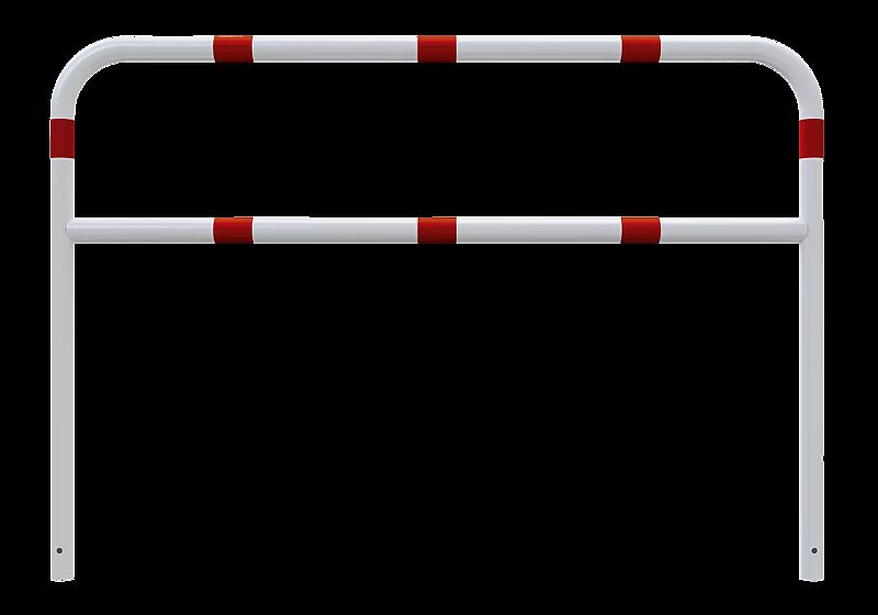 Sperrzaun VIHTI mit Knieholm, Sperrbreite 2,0 m, zum Einbetonieren, feuerverzinkt und weiß pulverbeschichtet mit roten Reflexstreifen