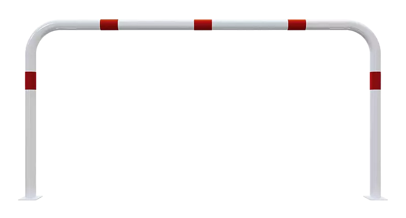 Sperrzaun VIHTI ohne Knieholm, Sperrbreite 2,0 m, zum Aufdübeln, feuerverzinkt und weiß pulverbeschichtet mit roten Reflexstreifen