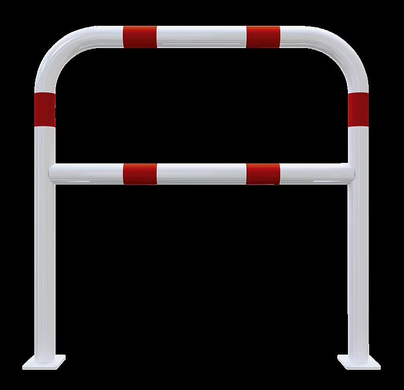 Sperrzaun VIHTI mit Knieholm, Sperrbreite 1,0 m, zum Aufdübeln, feuerverzinkt und weiß pulverbeschichtet mit roten Reflexstreifen