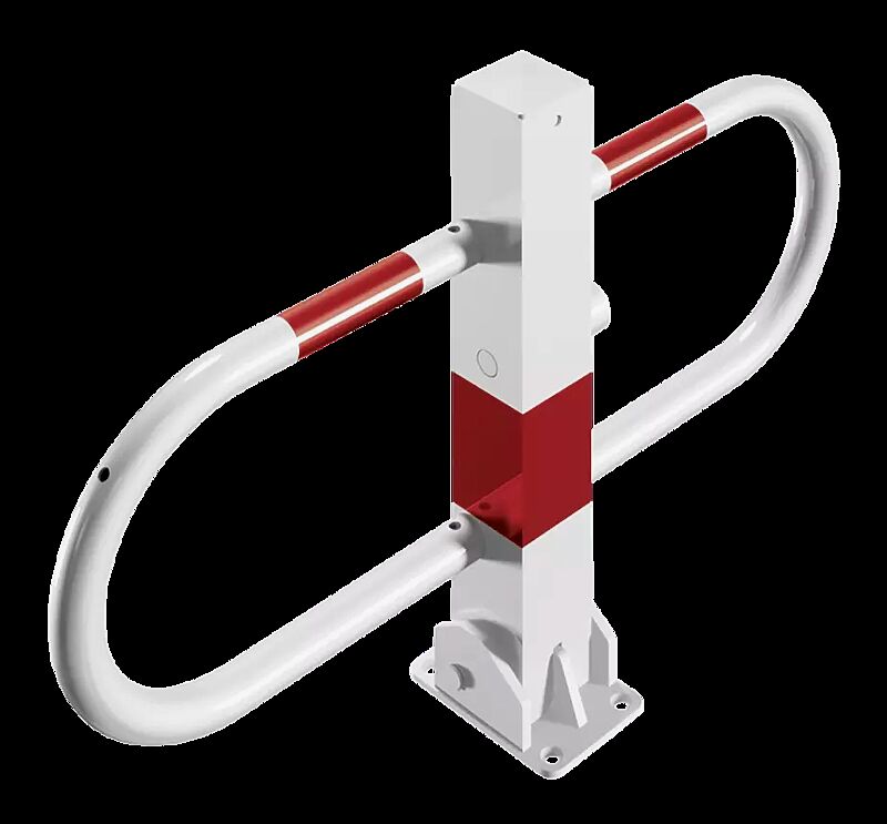 Parkbügel GREZ, feuerverzinkt und weiß pulverbeschichtet, mit Dreikantschloss