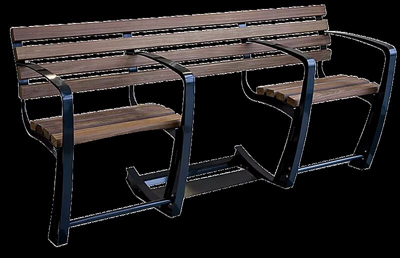 Seniorenbank SENIOR mit Rückenlehne, 1-Sitzer + Aussparung für Rollator + 1-Sitzer, mit 4 Armlehnen