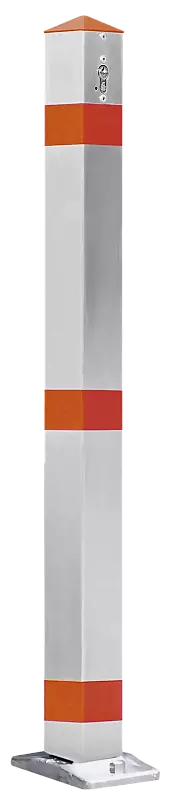 Sperrpfosten GIRONA, quadratisch, zum Einbetonieren, kippbar mittels Profilhalbzylinderschloss